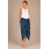 Paréo bleu marine à motifs bleu ciel – Paréo de plage style Tahiti