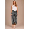Paréo noir et blanc floral – Paréo de plage femme Tahiti