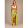 Paréo jaune tropical motifs bleus – Paréo de plage léger | Produit Pacifique