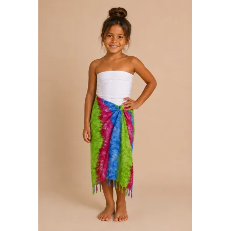 Paréo Tahiti rose et turquoise – Paréo plage femme fleuri