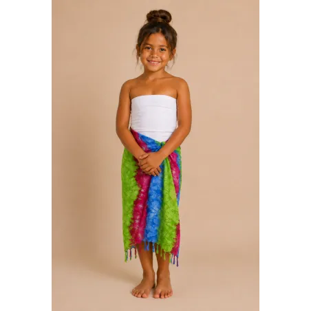 Paréo Tahiti rose et turquoise – Paréo plage femme fleuri