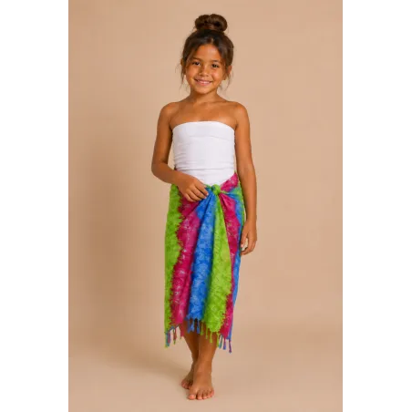 Paréo Tahiti rose et turquoise – Paréo plage femme fleuri