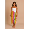 Paréo enfant hibiscus pastel jaune vert rouge
