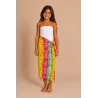 Paréo enfant hibiscus pastel jaune vert rouge