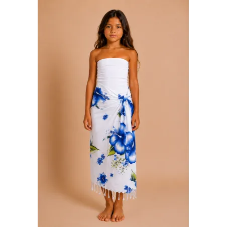 Paréo enfant blanc bouquet