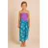 Paréo enfant bleu turquoise motifs palmiers – Paréo fille 3 à 10 ans