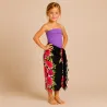 Paréo enfant noir fleurs roses – Paréo fille tropical 5