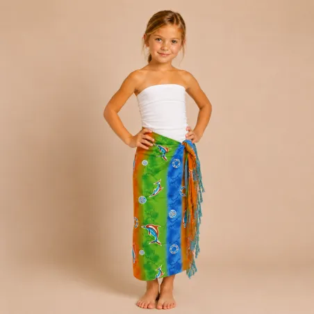 Paréo enfant motifs dauphin – Paréo fille dauphin tropical