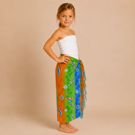Paréo enfant motifs dauphin – Paréo fille dauphin tropical