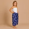 Paréo enfant bleu marine à palmiers blancs – Paréo fille plage Tahiti