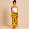 Paréo enfant jaune à motifs palmiers – Paréo tropical fille 5 à 10 ans