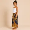 Paréo enfant marron et bleu marine – Motifs tortues & fleurs tropicales