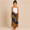 Paréo enfant marron et bleu marine – Motifs tortues & fleurs tropicales
