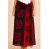 Paréo enfant noir et rouge tortue polynésienne – Motifs poissons et tatouage tribal