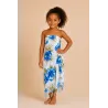 Paréo enfant blanc à fleurs bleues – Paréo tropical fille plage