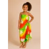Paréo Enfant Vert Dégradé à Fleurs Blanches – Paréo Tahitien Fille