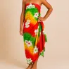 Paréo Enfant Dégradé Vert Rouge Jaune à Fleurs Blanches – Style Tahitien