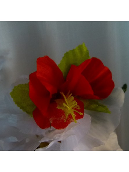 Ensemble colliers de fleurs, couronne, bracelets - Rouge