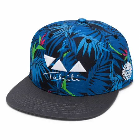 Casquette Snapback Tahiti Tropicale Bleue | Visière plate réglable