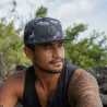 Casquette Snapback Polynésienne Noire Motif Camouflage Gris | Style Tahiti