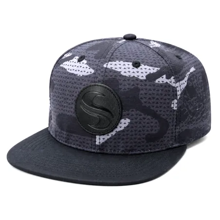 Casquette Snapback Polynésienne Noire Motif Camouflage Gris | Style Tahiti