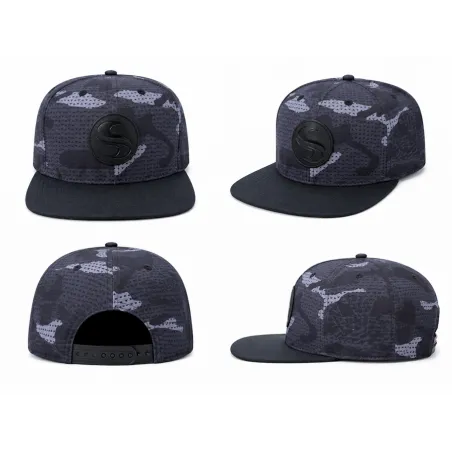 Casquette Snapback Polynésienne Noire Motif Camouflage Gris | Style Tahiti