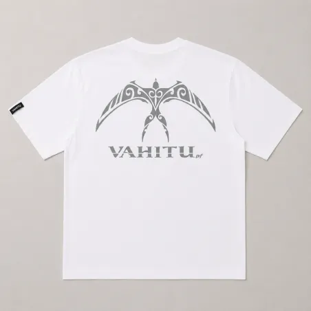 T-shirt Vahitu.pf blanc tatouage oiseaux Polynésien | Produit-Pacifique.com