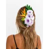 Fleurs 23 cm pour cheveux 6 frangipanes violettes