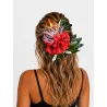 Fleurs 23 cm pour cheveux triple orchidée rouge