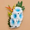 Composition florale pour cheveux blanche et pourpre – 23 cm