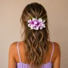 Fleur violette et blanche pour cheveux – 20 cm