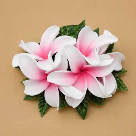 Composition florale cheveux blanche et rose 20 cm