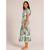 Robe tahitienne verte hibiscus – Fait main avec dentelle et dos élastique