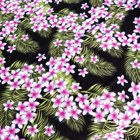 coupon de 2 m de Tissu noir frangipane forest