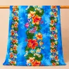 Tissu polynésien bleu à fleurs tropicales | 1,10 m