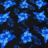 Tissu Hibiscus bleu marine sur Fond Noir – Motif Tropical