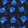 Tissu Hibiscus bleu marine sur Fond Noir – Motif Tropical