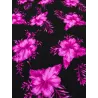 Tissu Hibiscus Fuchsia sur Fond Noir – Motif Tropical