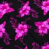 Tissu Hibiscus Fuchsia sur Fond Noir – Motif Tropical