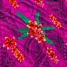 Tissu Polynésien Violet – Motif Tatouage et Frangipanier