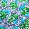 Tissu hibiscus vert gris blanc– Imprimé tropical