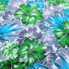Tissu hibiscus vert gris blanc– Imprimé tropical