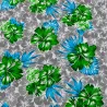 Tissu hibiscus vert gris blanc– Imprimé tropical