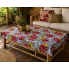 Tissu hibiscus rouge gris blanc– Imprimé tropical