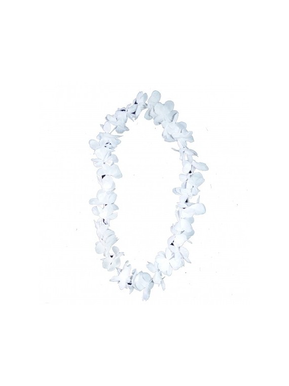 Par 100, Collier hawaïen de fleurs Honolulu - Blanc