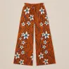 Pantalon ample en tissu polynésien orange fleuril