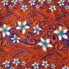 Pantalon ample en tissu polynésien orange fleuril