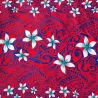 Pantalon ample en tissu polynésien rouge fleuril