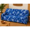 Tissu bleu marine  hibiscus blanc – Tissu Polynésien