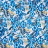 Tissu Polynésien Bleu Fleuri – Tissu Tropical